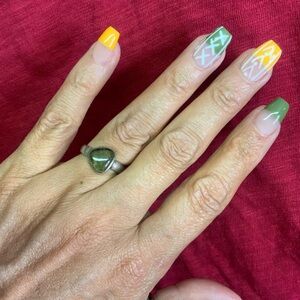 Green Moldavite stone in Sterling Silver 925 Ring